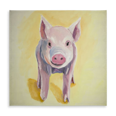 Solitary Pig Tablecloth - Yellow Farm Animal Decor, Indoor/Outdoor