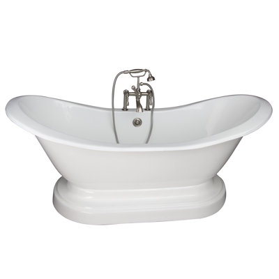 72 " L x 30 " W Freestanding and Mounting / Installation Required Soaking Cast Iron Bathtub with Faucet