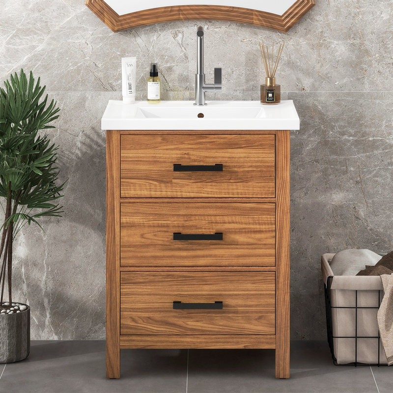 Meuble-lavabo de salle de bain avec lavabo en céramique