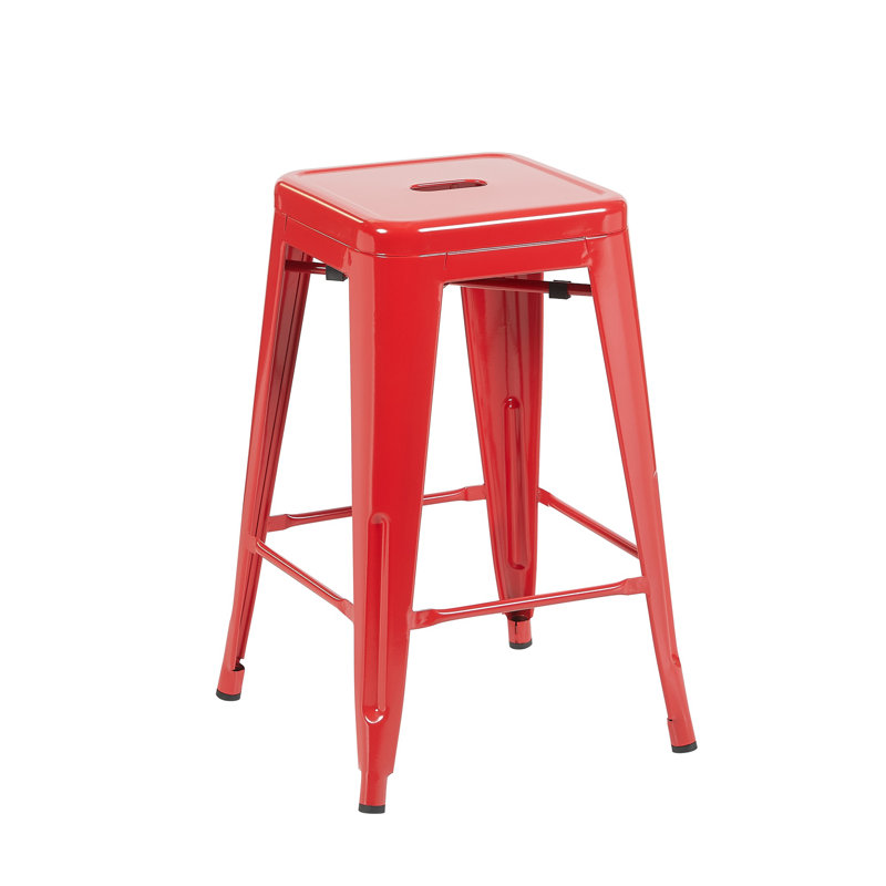 Counter Stool with Metal Frame, Red