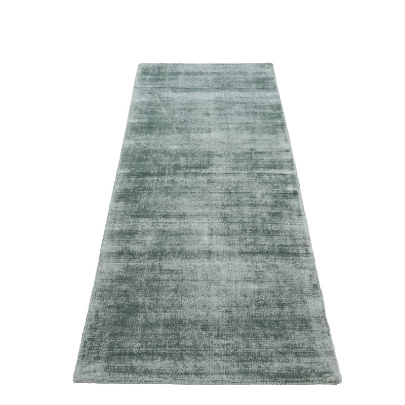 Ava Handmade Viscose Silky Solid Soft Dark Mint Rug, Runner 60 x 180cm