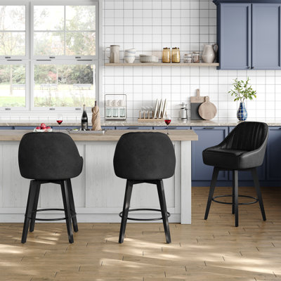 Swivel Upholstered Counter Stool with Metal Frame