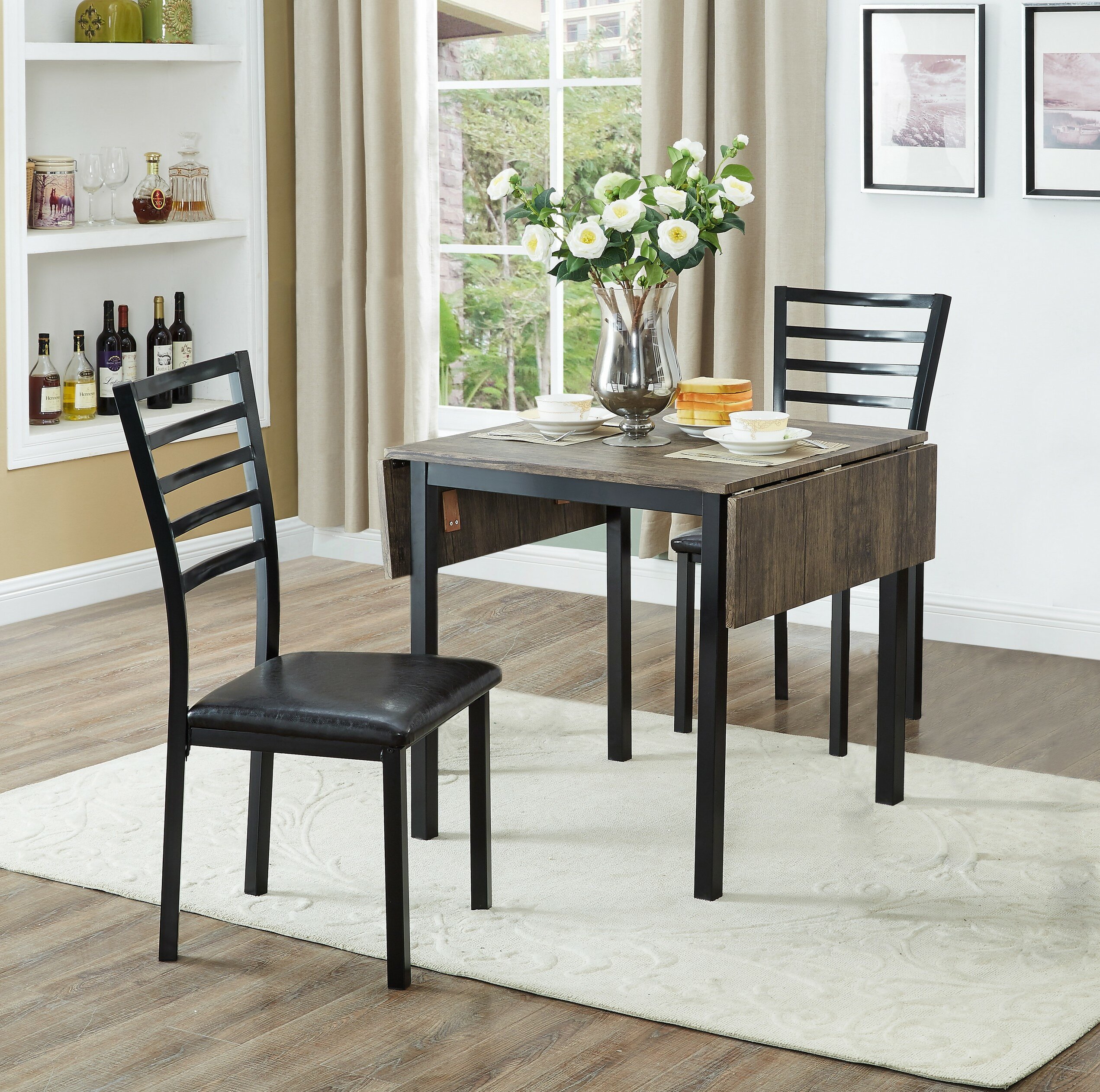 Winston Porter Dacula 3 Piece Drop Leaf Dining Set 