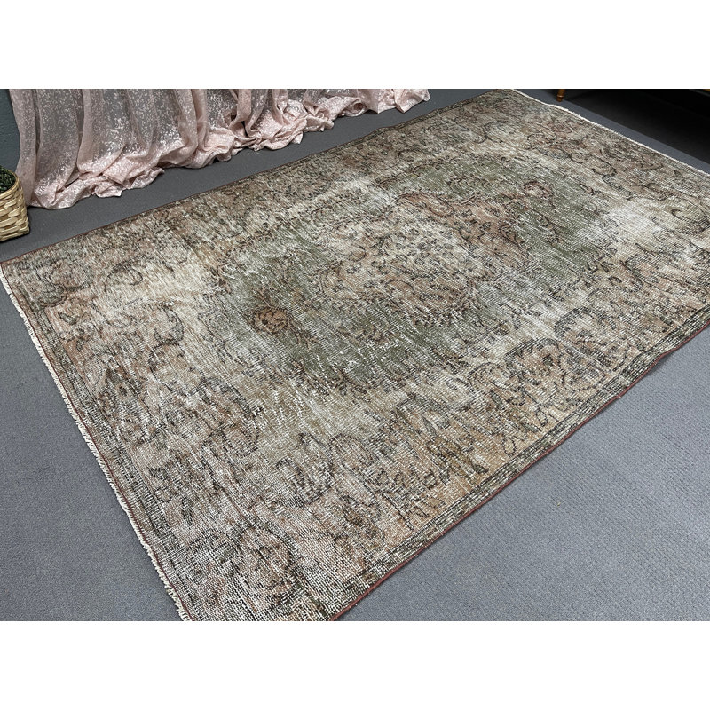 Rustic Patchwork Rug, 65.7x100.8 Inch Green Rug