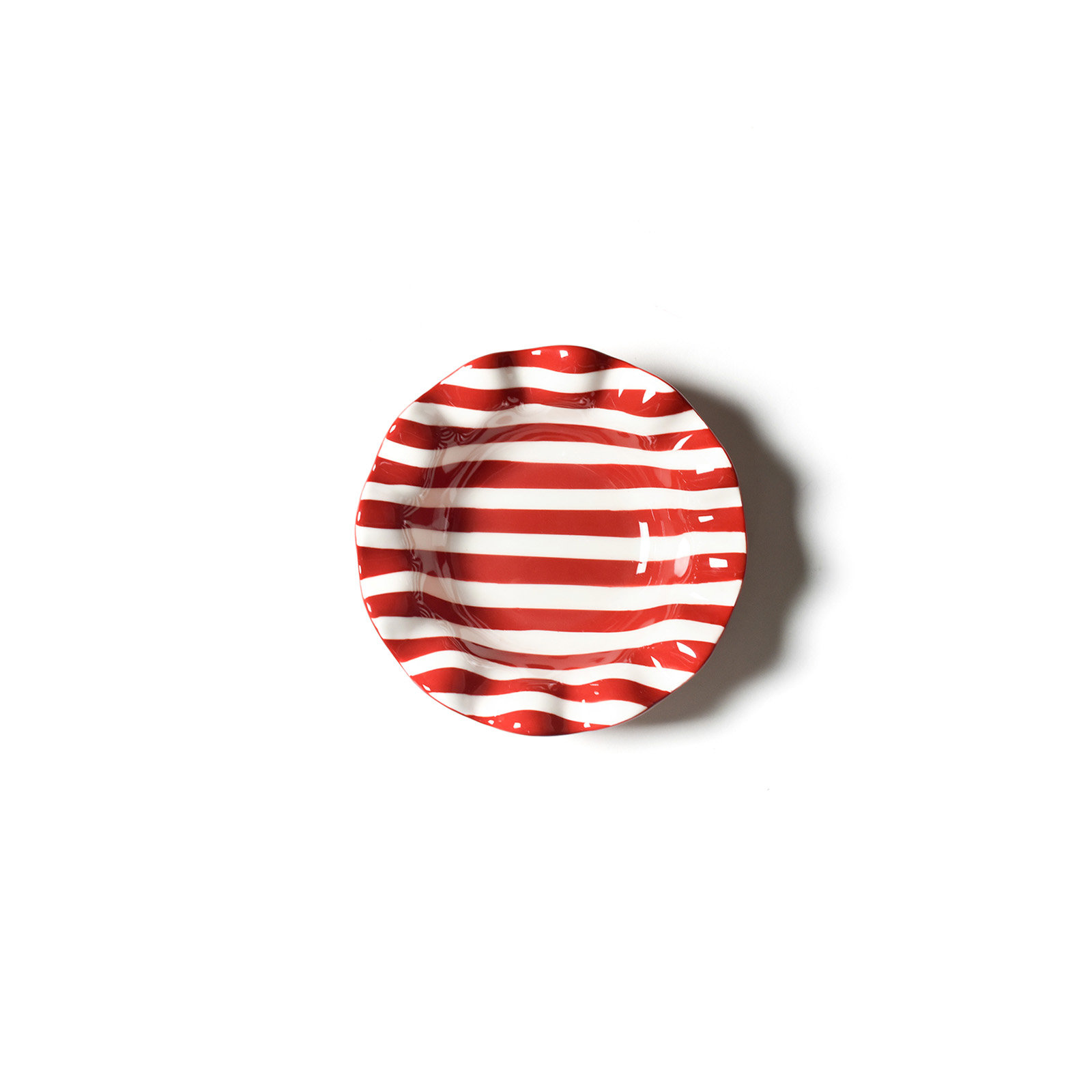 Red Stripe Ruffle Flare Small Bowl