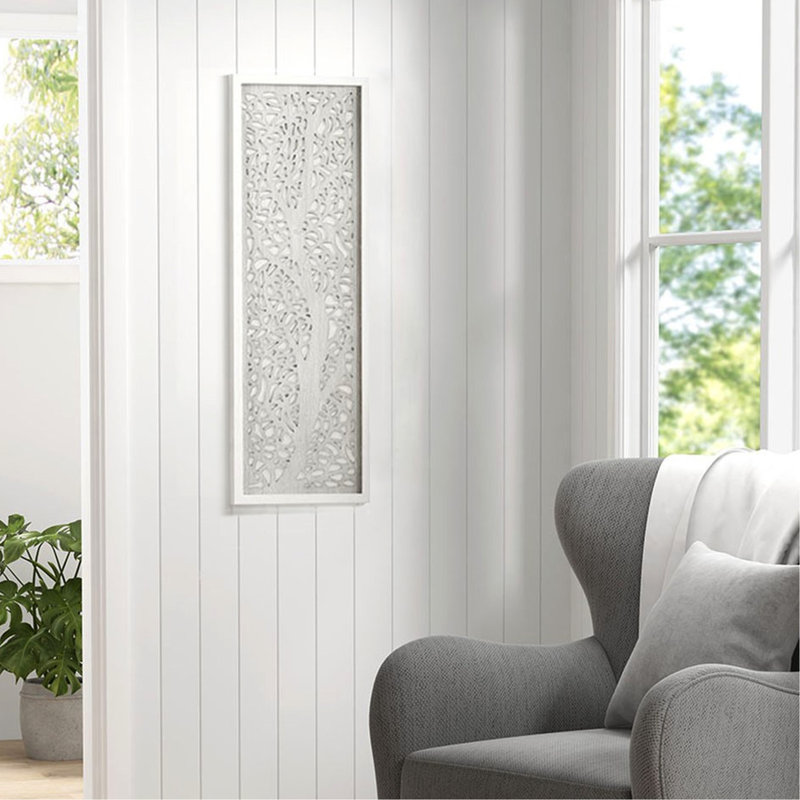 Décoration murale grise en forme de sapin - cadre en bois de sapin à 4 crochets décoratifs H 36 po x l 12 po