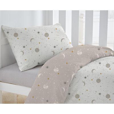 Silentnight Safe Nights Nursery Cot Bed Duvet Cover & Pillowcase Set, Celestial Print