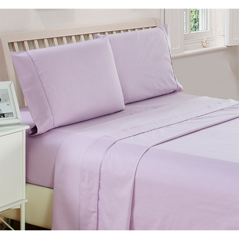 Ensemble de literie en microfibre , Ensemble de draps pour lit double avec un drap-hou, Lavande