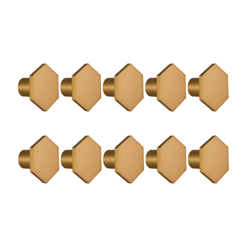 Poignée d'armoire hexagonale solide, paquet de 10, Or satiné