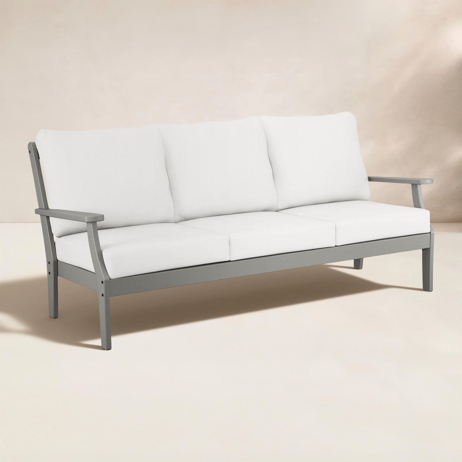 Braxton Deep Seating Sofa, Natural Linen, Slate Grey