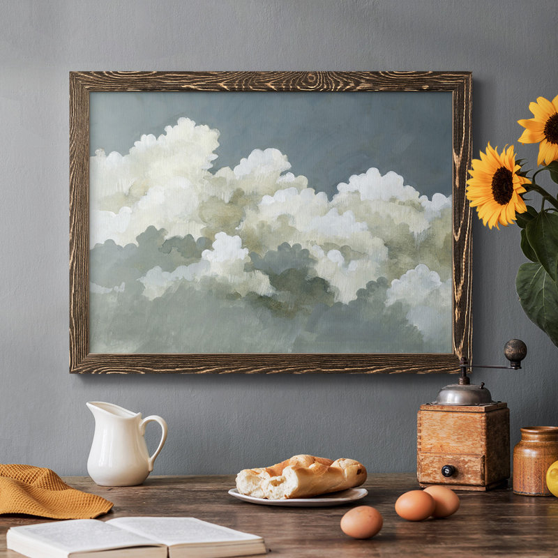 «Big Clouds III», peinture sur toile encadrée, H 26 po x l 38 po x P 1,5 po, Noyer