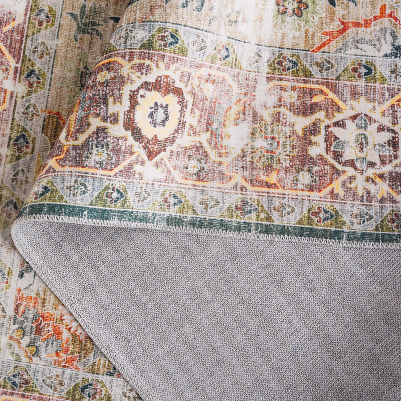 Tapis oriental en polyester tissé à la machine Maglio, Carré 6 pi