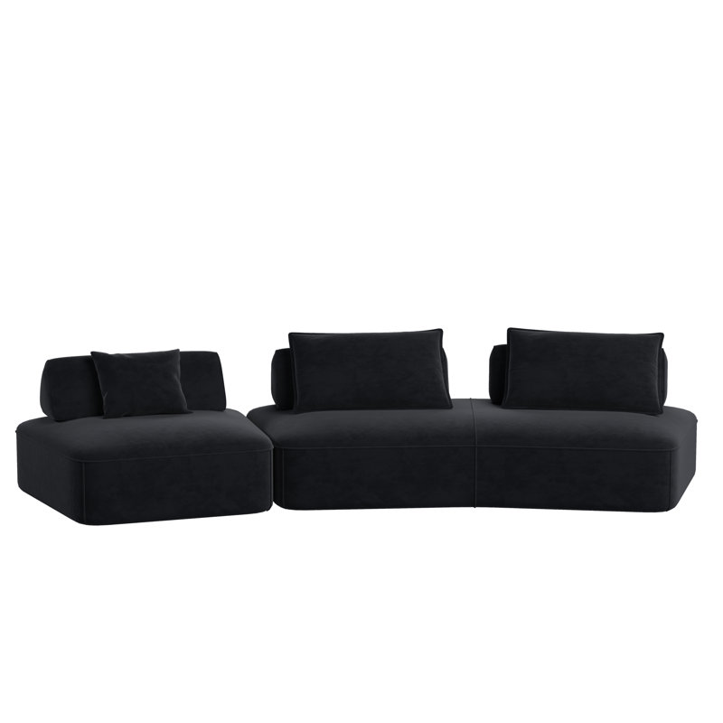 Canapé modulaire surdimensionné de luxe moderne gris foncé de 139 po - Divan moelleux en chenille avec dossiers amovibles