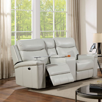 Araujo 76.63'' Faux Leather Power Reclining Loveseat