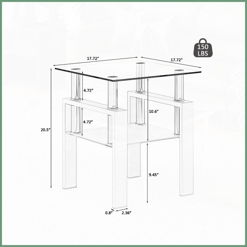 Set of 2 Square Tempered Glass Coffee Tables for Living Room, Easy to Clean &amp; Assemble