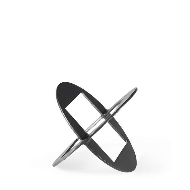 Melun Metal Geometric Orb Tabletop Sculpture, 6" H x 6" W x 6" D, Black