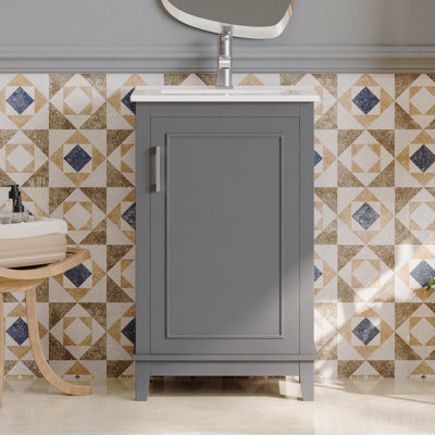 Petit meuble-lavabo moderne 20 "avec lavabo en céramique