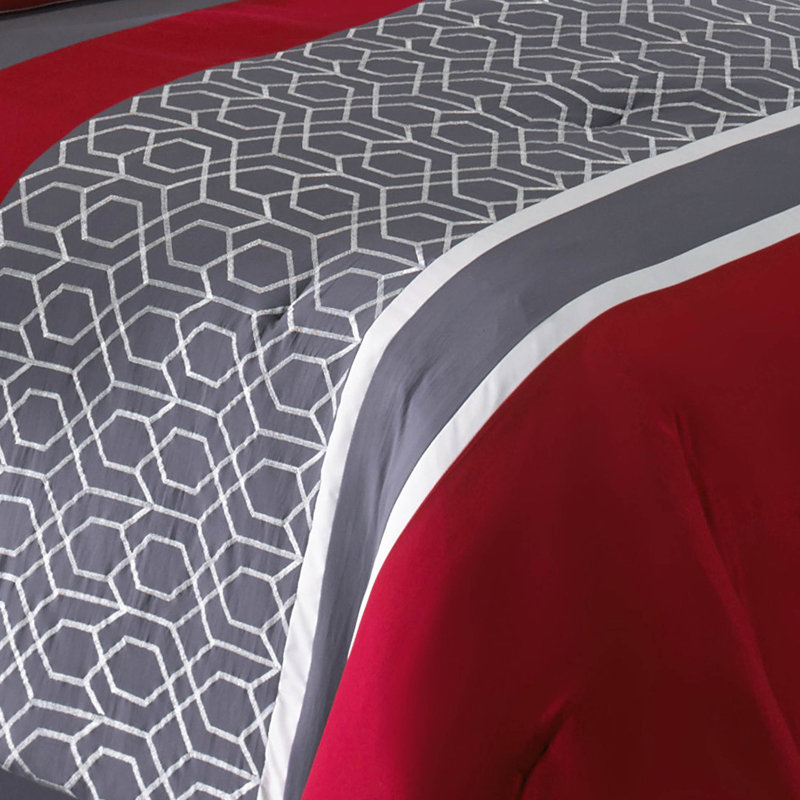 Ensemble d'édredon en microfibre rouge / bleu 8 pièces, Édredon très grand + 7 pièces supplémentaires