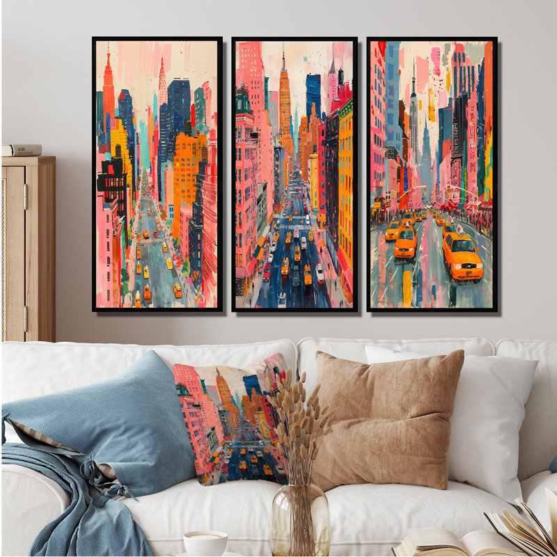 Rose, gratte-ciel de New York, collection d'art mural de New York, Noir, H 32 po x l 48 po