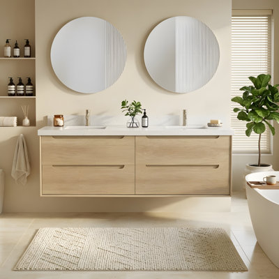 Meuble-lavabo mural moderne avec lavabo et 4 tiroirs Modern