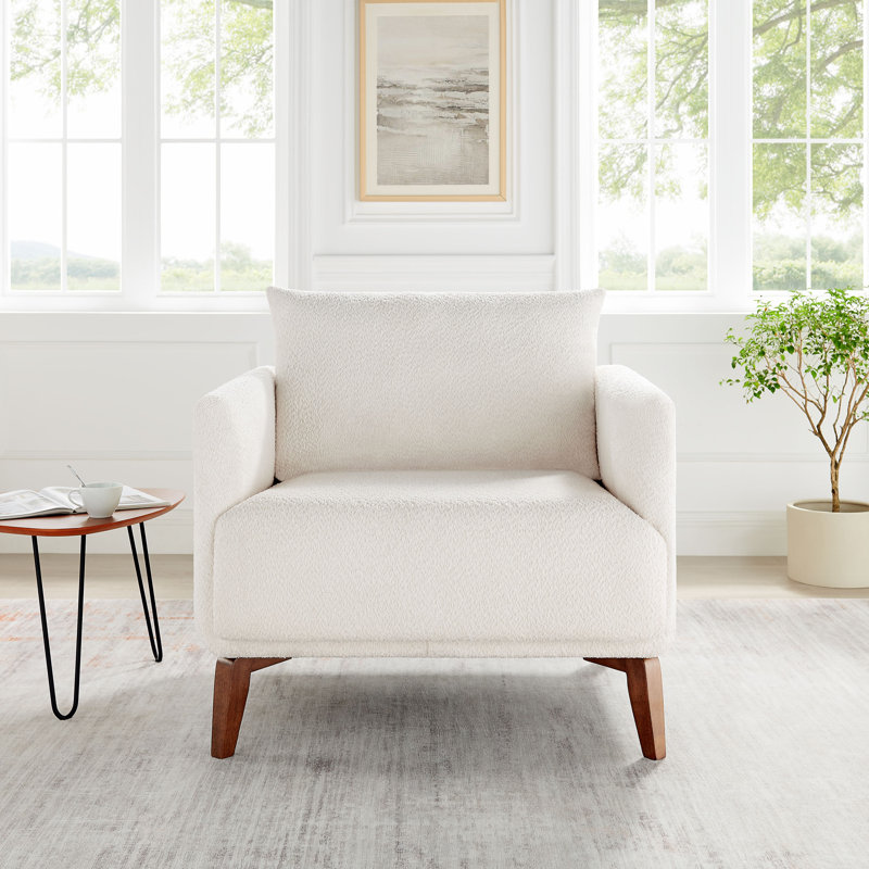 Chaise avec accoudoirs rembourrés 37 po, Blanc