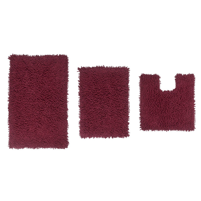 Hazeltine Multiple 100% Cotton Non-Slip piece Bath Rug Set, Red