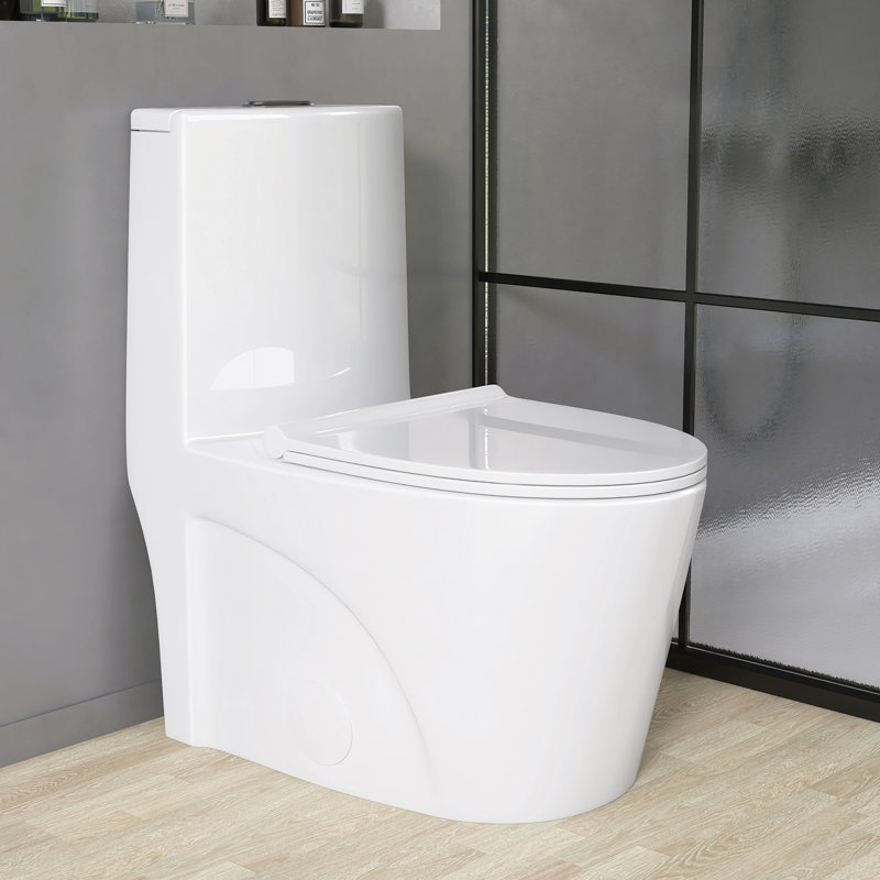 One Piece Toilet With Comfort Height And Soft-Closing Seat, Poweful Dual Flush 1/1.6 GPF,  Standard Toilet For Bathroom, Ceramic Nano-Glazed Surface, Full Skirted