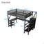 Lit mezzanine double en métal avec garde-robe et lumière DEL