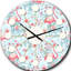 Horloge murale style tropical Mid-Century Tropical Botanicals, Flowers and Flamingo III-40743732