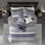 Literie King Navy 7 pièces brodée, lavable à la machine, luxe, coussins décoratifs plissés.