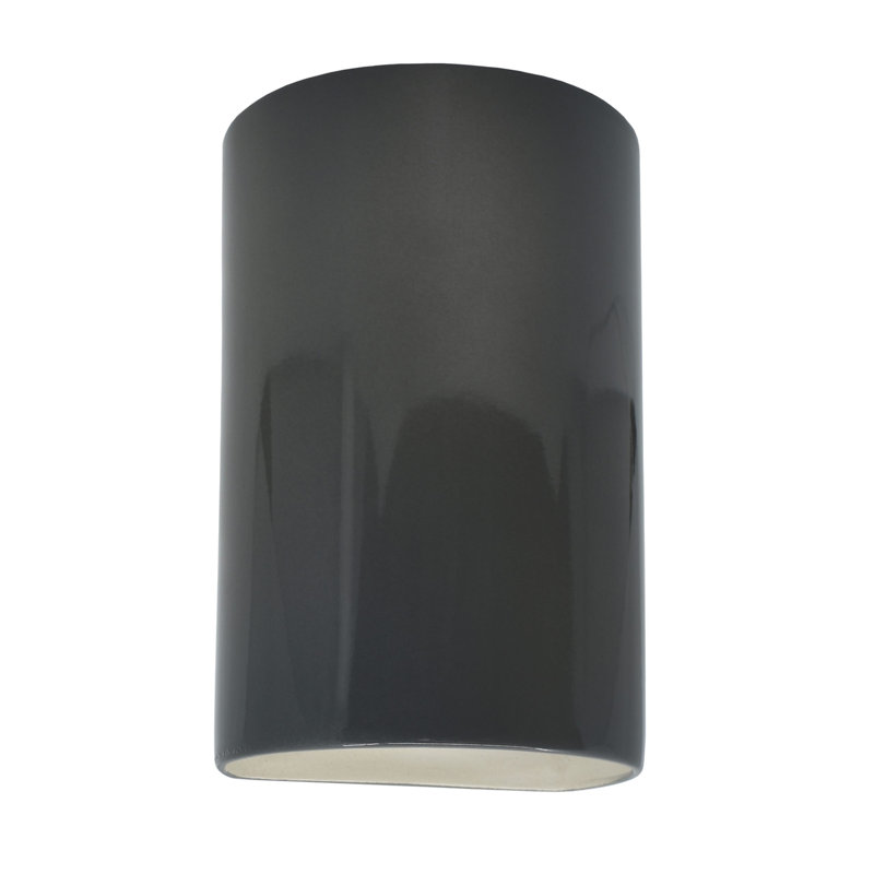 Awni Ceramic Flush Mounted Sconce, 9.5" H x 5.75" W x 4.5" D, Gloss Gray, Incandescent (Not included)