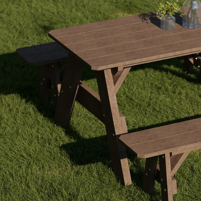 Heritage 72" Picnic Table With Detached Benches, Tudor Brown