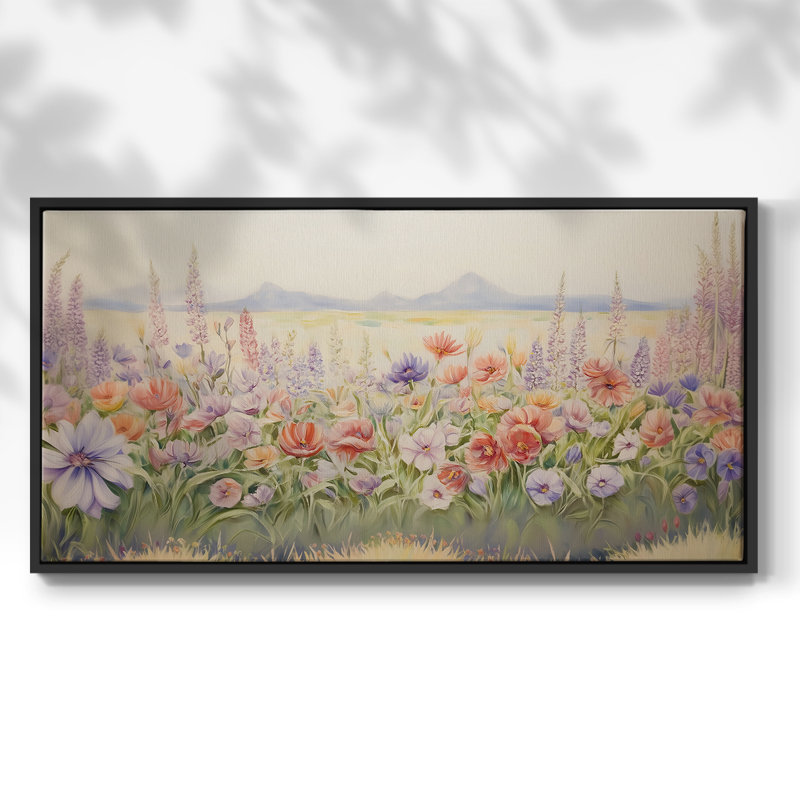 Botanical Series-CCXLI- Toile tendue avec châssis tendue, prête à être accrochée, H 25 po x l 49 po, Noir