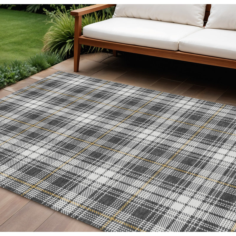 Tapis d'intérieur lavable à carreaux gris anthracite 9 pi x 12 pi