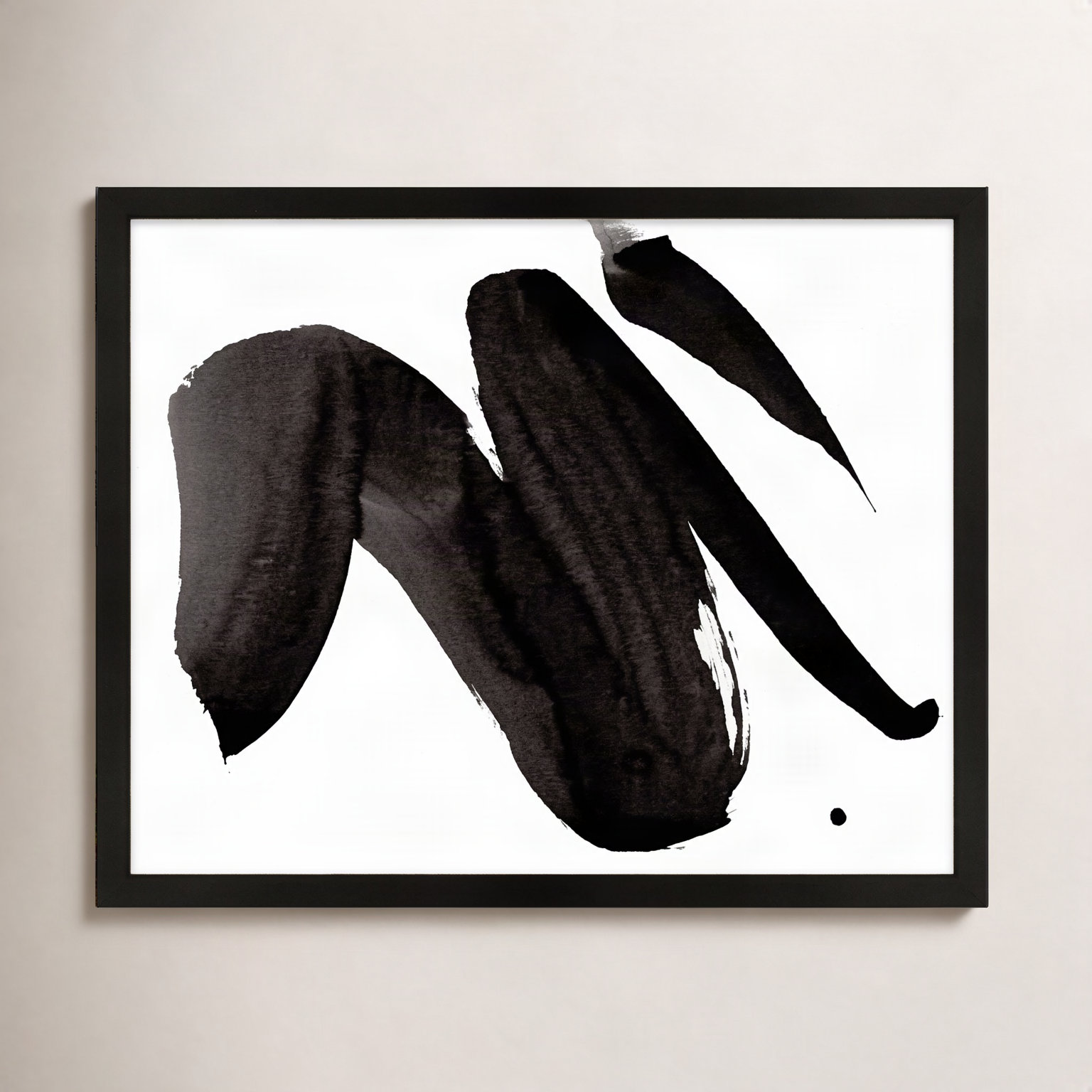 Dancers 2 Painting by Jacques Pilon, Black Framed, 24" H x 30" W x 1.25" D