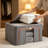 Storage Bins with Metal Frame, 2 Pack Stackable & Foldable Clothes Organizer Bags, Heavy Duty Oxford Fabric Storage Containers with Large Clear Window, Zippered Access & Carry Handles for Bedroom Closet, Bedding, Linen