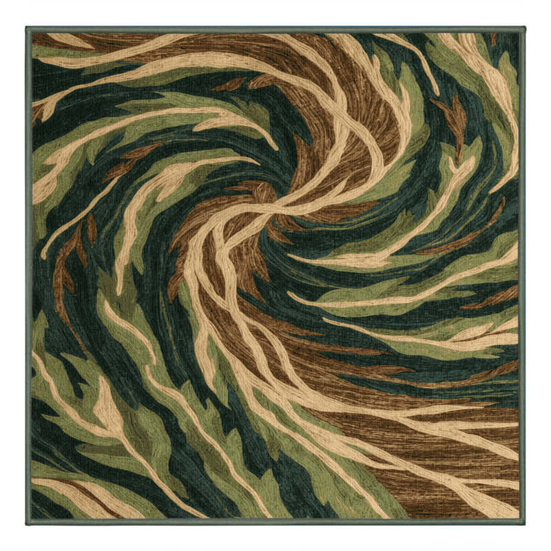 Machine Washable Nature Green Area Rug, Square 8'