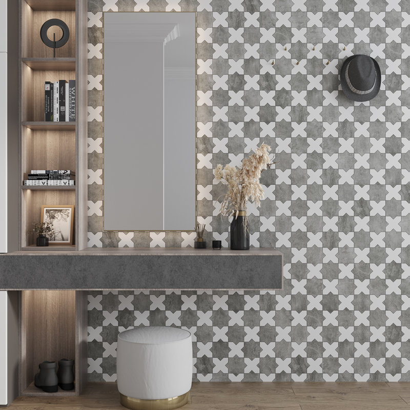 Siena 5.35'' W x 5.35'' L Ceramic Singular Tile, Light Gray
