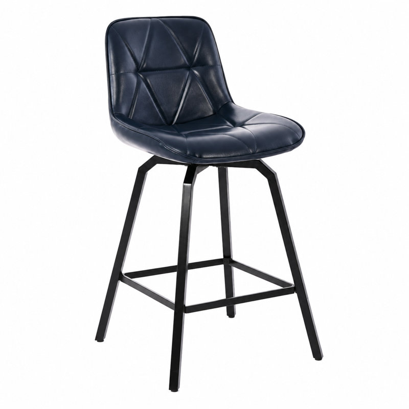 Tabouret de comptoir pivotant 26 po avec siège en similicuir, Bleu