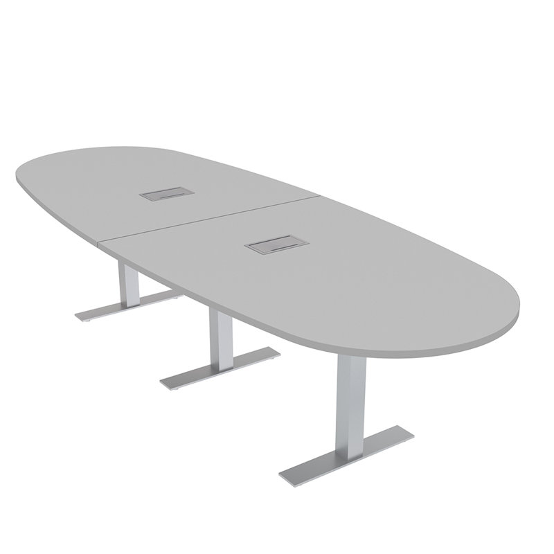 Table de conférence ovale pour bateau avec puissance et données, Brouillard gris, L 144 po x l 48 po