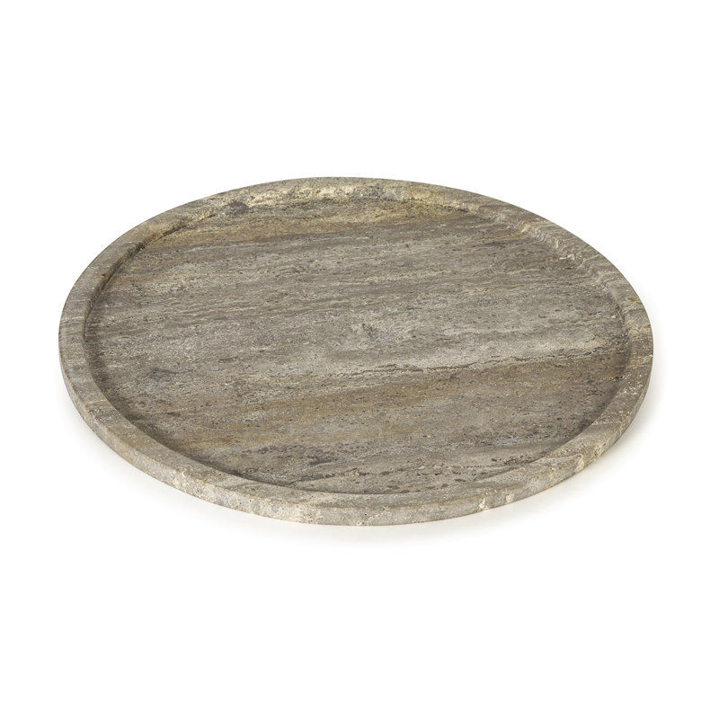 Sutton Round Travertine Tray Set