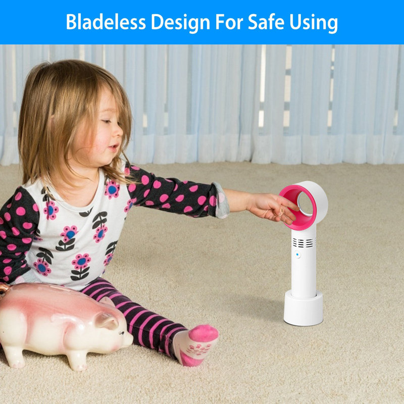 Portable Handheld Bladeless Rechargeable Cooling USB Desktop Use Fan with 3 Gears Cooling Fan, White