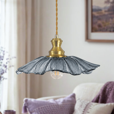 Michiel 11.02'' 1-Light Petal Glass Pendant Light for Kitchen Island