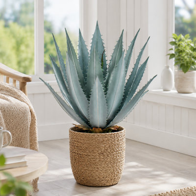 14in Artificial Agave Plant, Agave Plant Artificial, UV Protected Fake Agave Plant, Faux Agave Plant Outdoor for Home Outdoor Decor