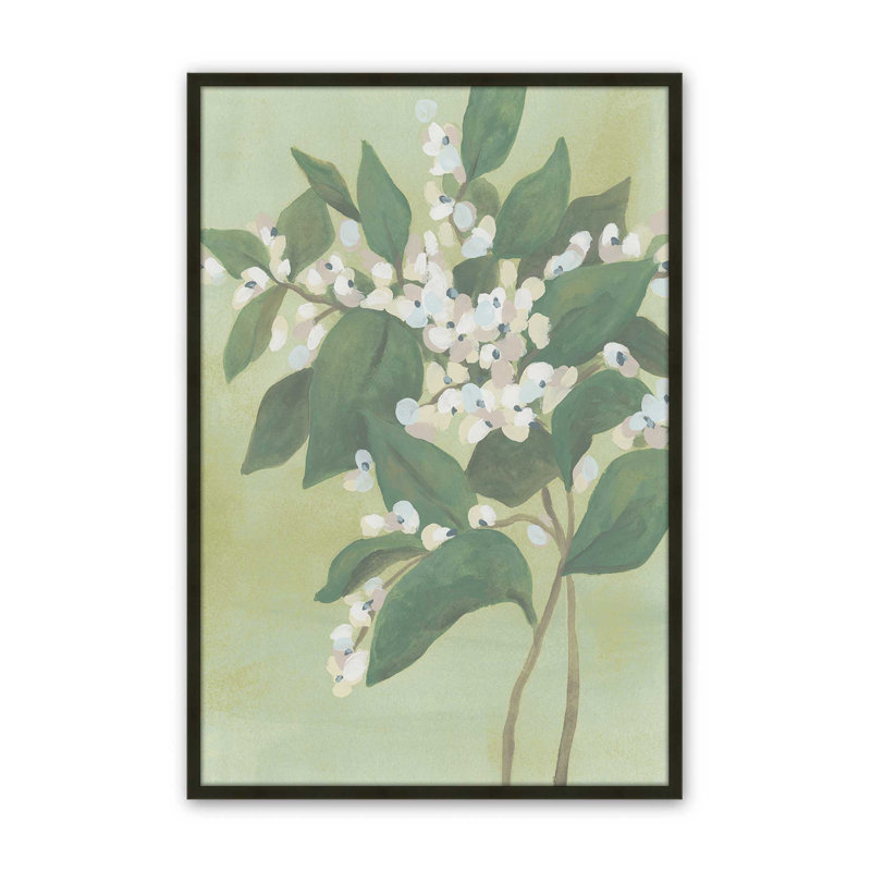 «Verdant Branch Blossoms II» par June Erica Vess, reproduction d'art, Impression sur cadre ouvert sans papier mat, Noir