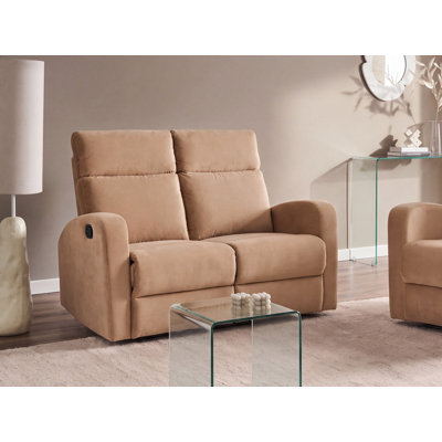 Manual Recliner Sofa 2 Seater Aithan Velvet Light Brown