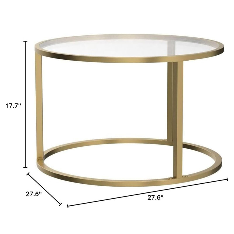 Petite table basse ronde en verre, Or