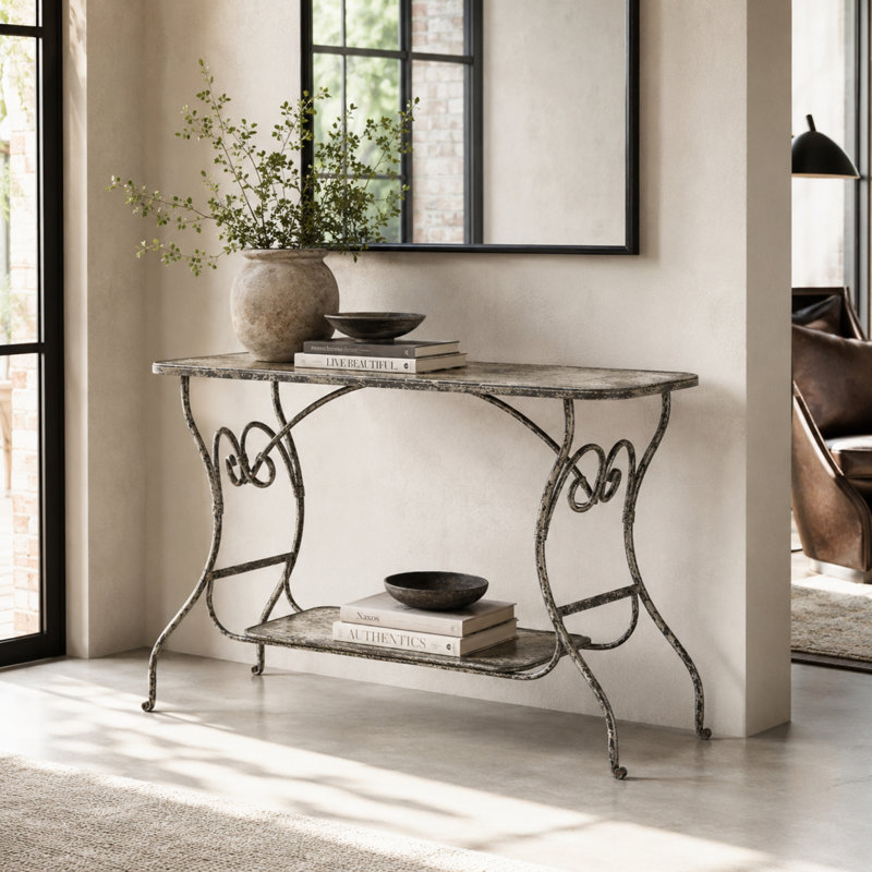 Marceline Distressed Iron Console Table