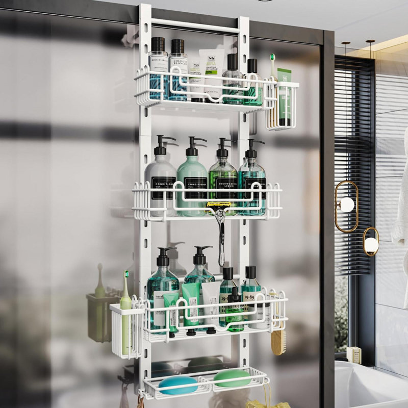 Orfelina Stainless Steel Frame Mounted Bathroom Shelves, White