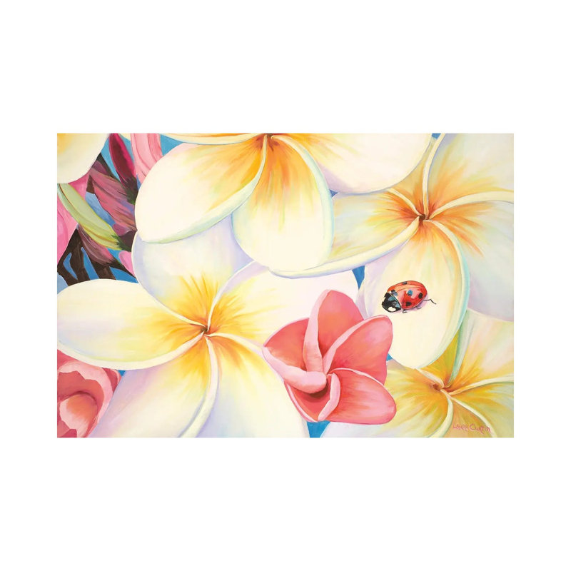 Lady Bug In The Plumeria Tree by Laura Curtin - Wrapped Canvas Painting, 66.04 cm H x 45.72 cm W x 1.91 cm D